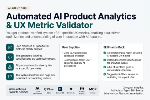 Automated AI Product Analytics & UX Metric Validator: what the skill does and the runtimes it works with