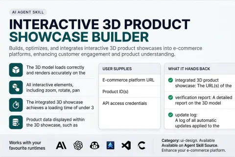 Interactive 3D Product Showcase Builder: what the skill does and the runtimes it works with